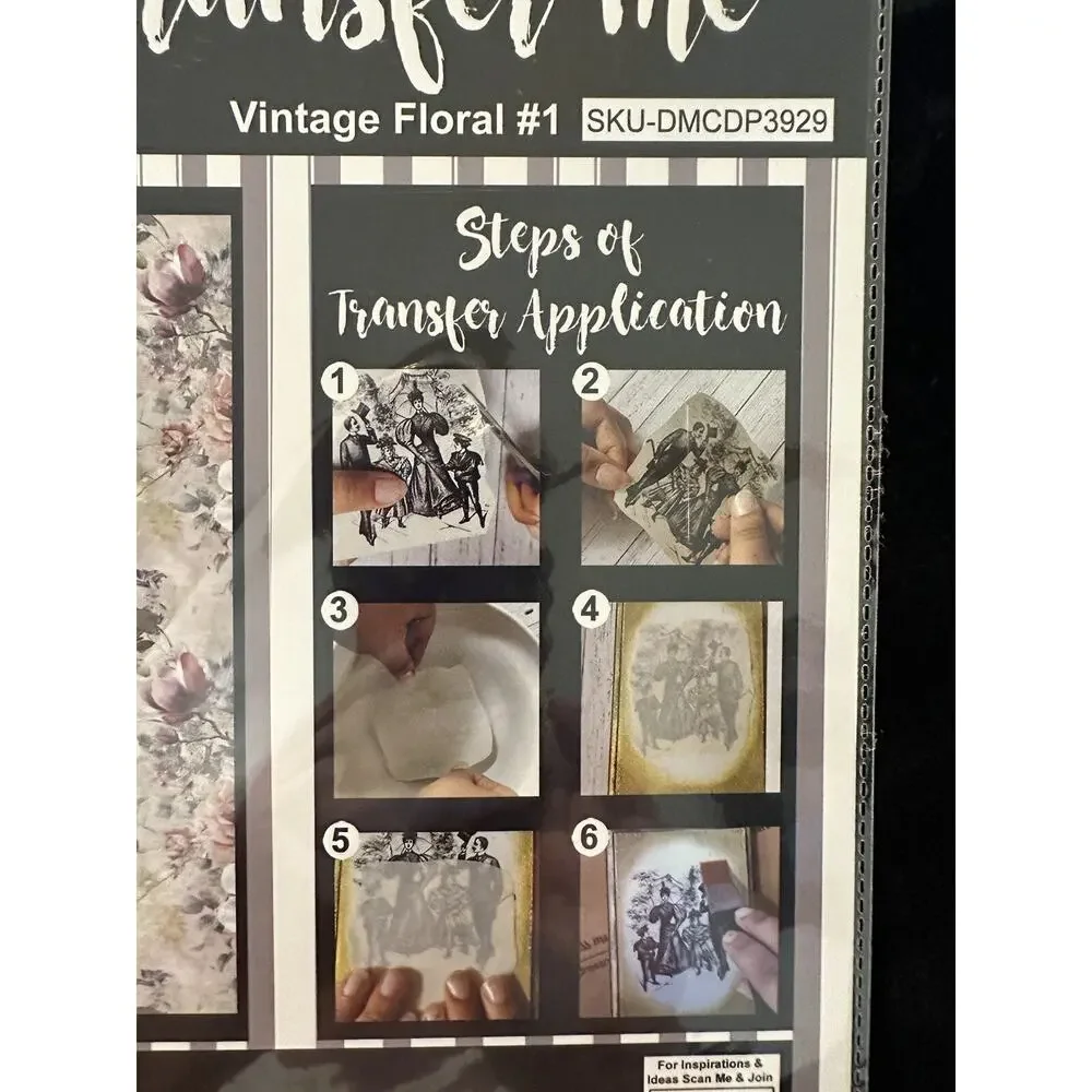 New Sealed Dress My Craft Transfer Me Vintage Floral #1 Flower Floral Dip In H2O